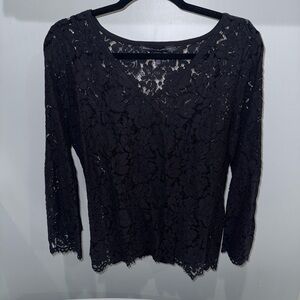 White House Black Market Black Lace Blouse